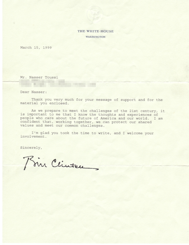 President Bill Clinton letter